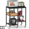 Microwave Cart,Microwave Stand with Wheels,Coffee Bar Table Station,4-Tier Rolling Baker's Rack,Small Appliance Storage Shelf 1