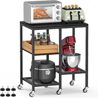 Microwave Cart,Microwave Stand with Wheels,Coffee Bar Table Station,4-Tier Rolling Baker's Rack,Small Appliance Storage Shelf 1