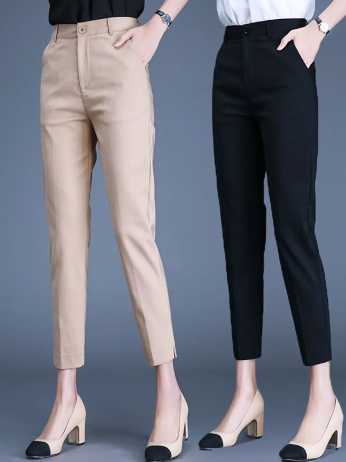 Spring Summer 2024 Women's Slim Fit High Waist Nine Point Bla Cigarette  Pants Straight Leg Casual Trousers for Ladies