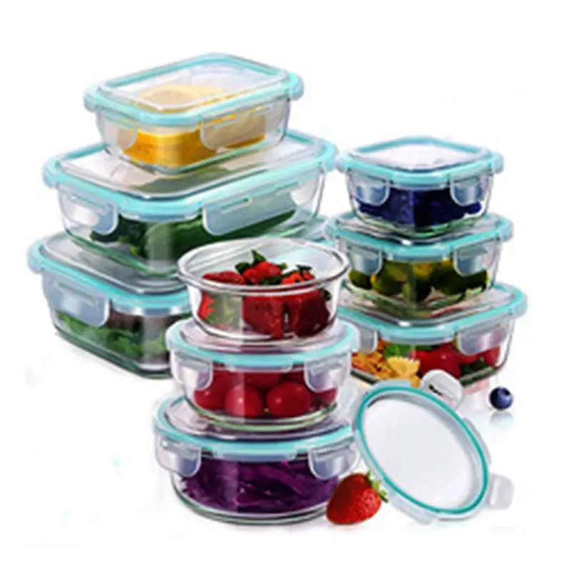 High Borosilicate Glass Lunch Bento Box Microwave Oven Separate Fresh-keeping Bowl Sealed Box Food Storage Containers Crisper