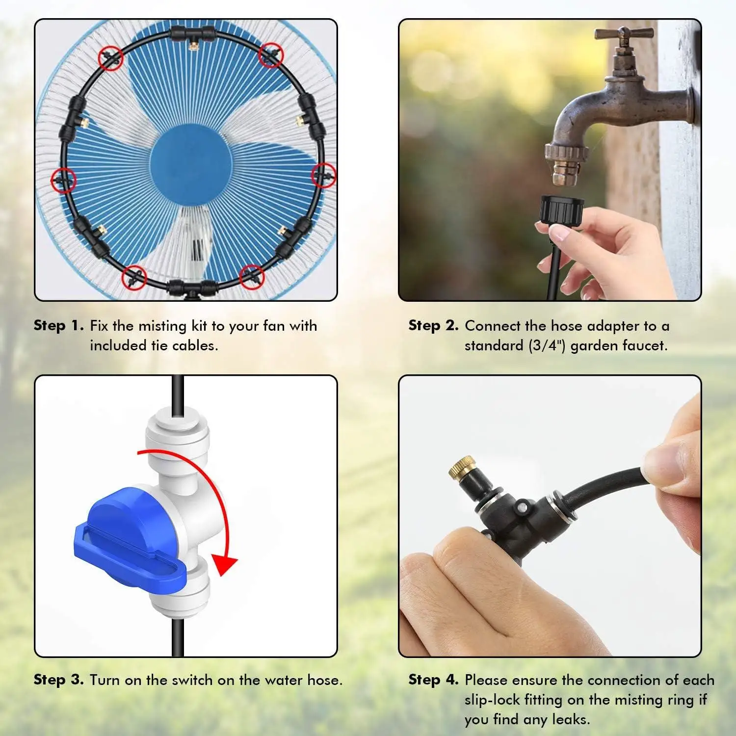 16Inch Misting System Outdoor Fan Cooling Portable Patio Garden Spray Sprinkler Mist Kit Mist Fan Nozzles Kit Water Fog Sprayer