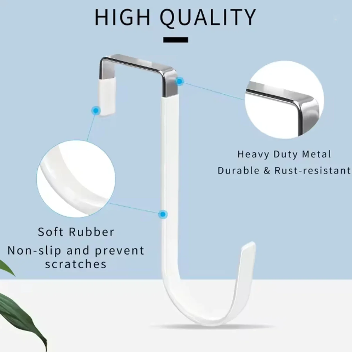 Door Hangers Hooks with Rubber for Living Room, Bathroom, Bedroom, Kitchen
