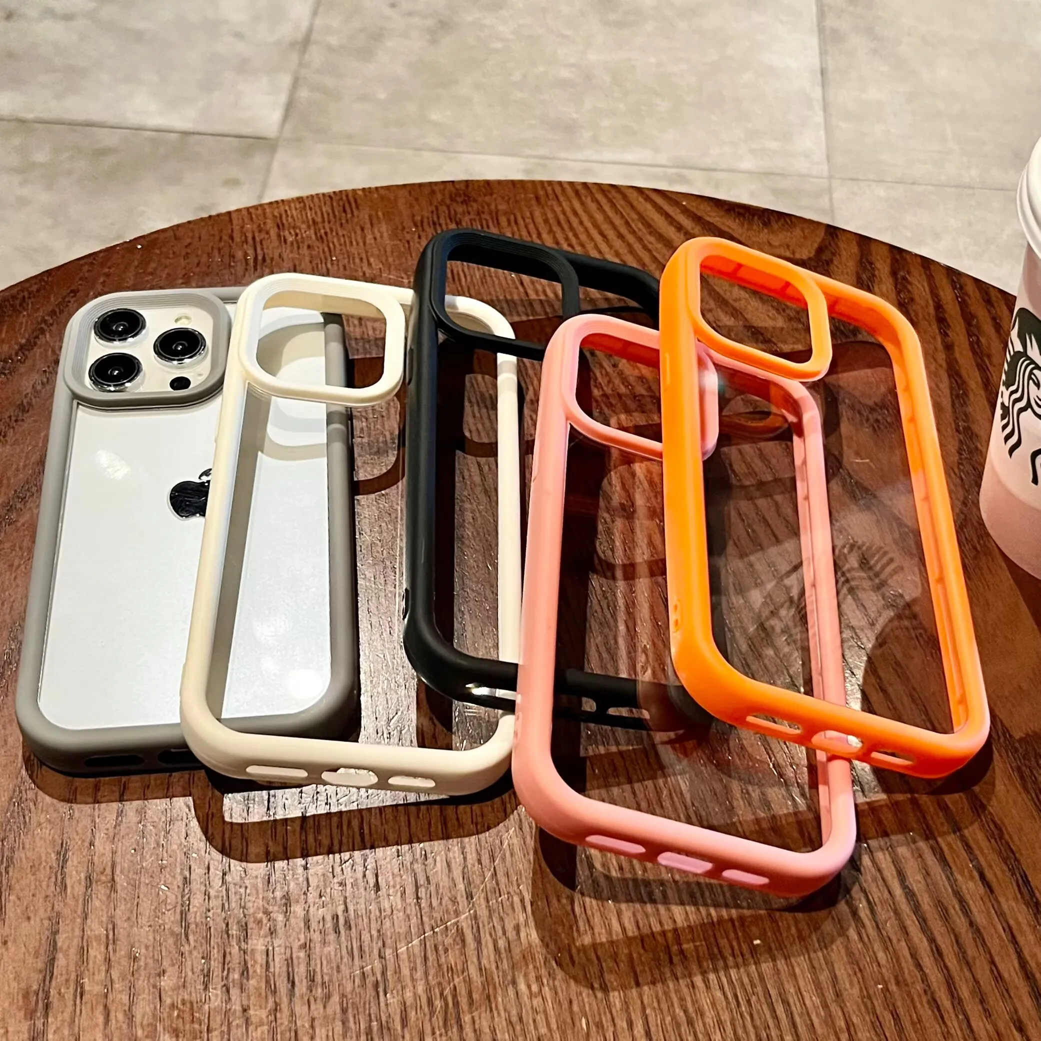 Titanium Gray Shockproof Silicone Frame Phone Case with Clear Hard Bumper Cover
