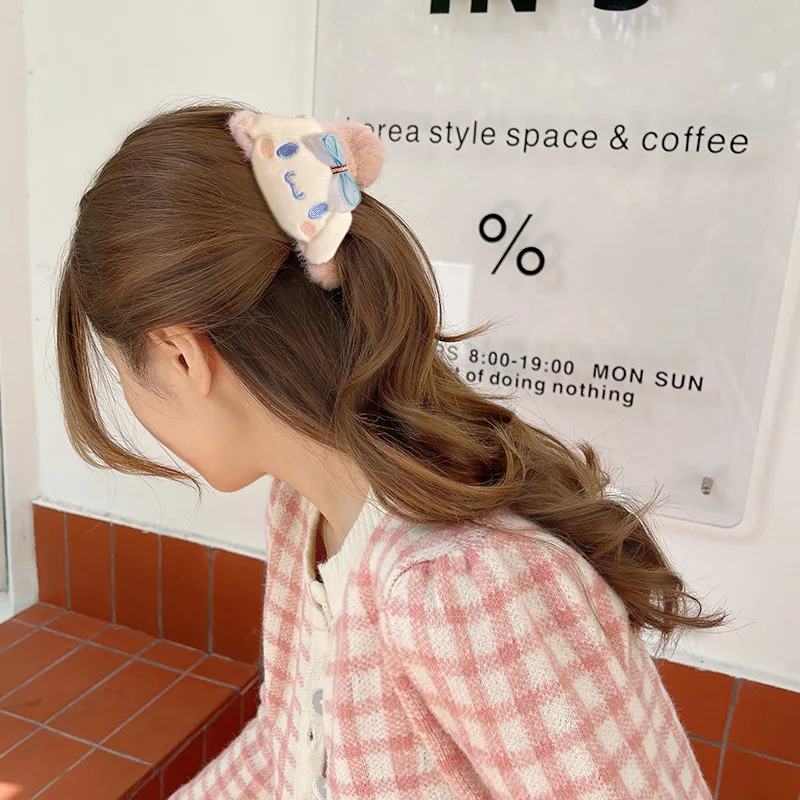 

Kawaii Sanrio Cinnamoroll My Melody Kuromi Plush Hairpin Anime Figure Ins Style Hair Delicate Accessories Decoration Gift