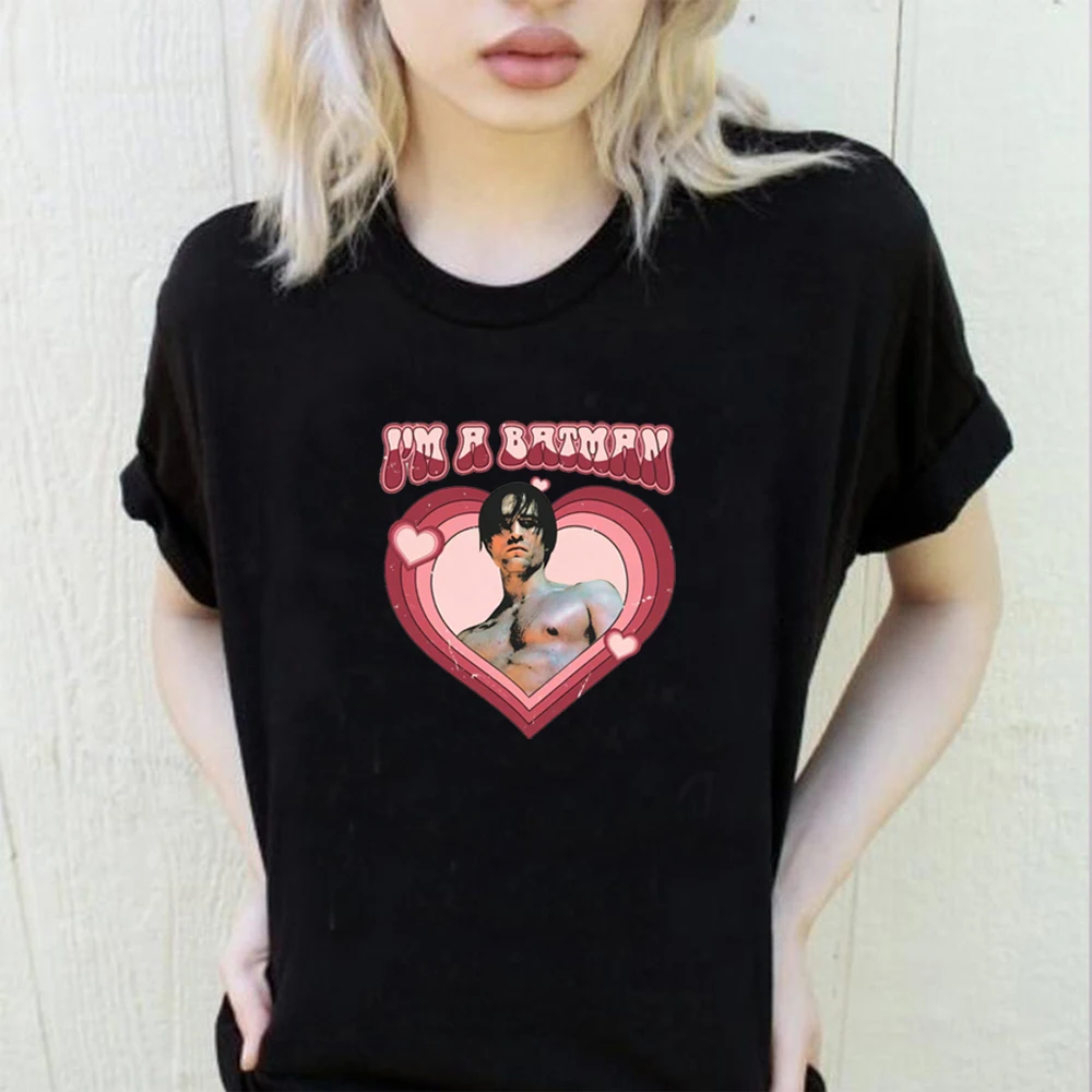 

Robert Pattinson 90s Vintage t-shirt women y2k heart graphic tee soft Cotton Tee Tops cute Short Sleeve Novelty T-shirt Merch