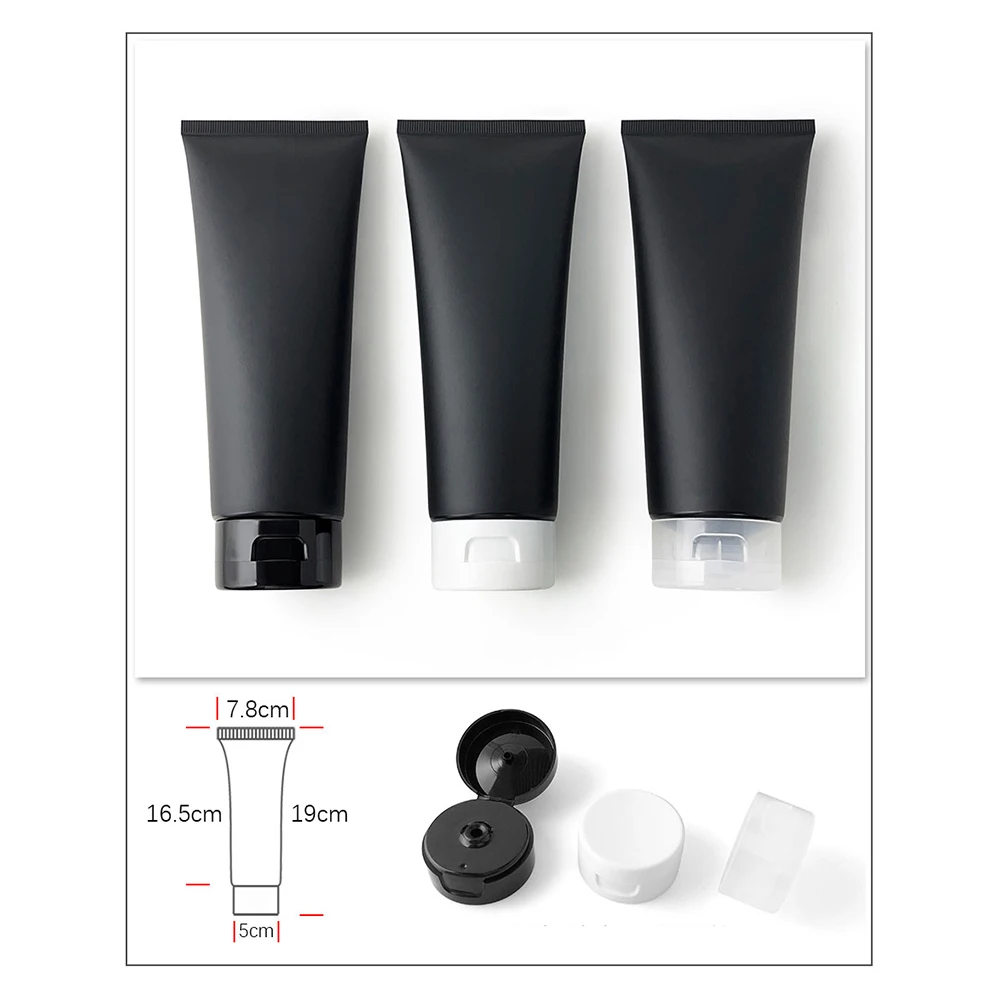 200g 매트 블랙 리필 가능 화장품 용기 200ml 빈 스퀴즈 병 샤워 젤 크림 패키지 프로스트 플라스틱 소프트 튜브, 프로스트 리필용 화장품 용기
