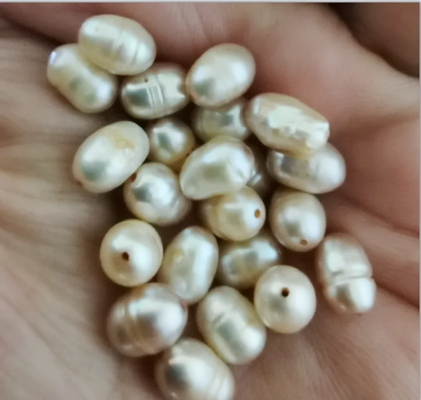 Wholesale 20pcs around 6.5x9mm Natural Sea genuine pink drop loose pearl Beads Jewelry DIY Necklace Bracelet Full Drilled