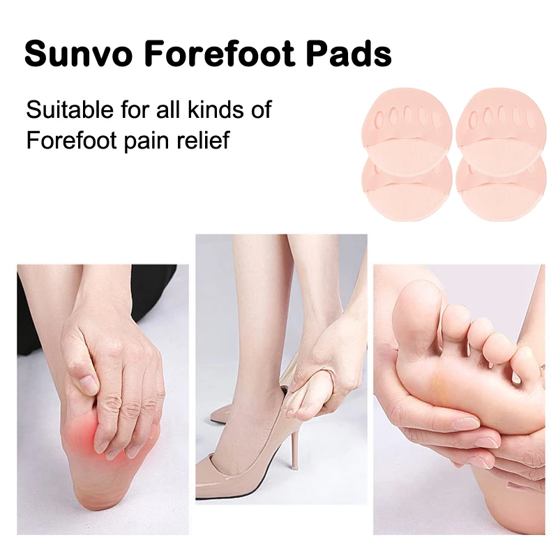 Forefoot Pads for Women Shoes High Heels Five Toes Half Insoles Fabric Foot Pain Care Absorbs Shock Socks Toe Cushion Insert Pad