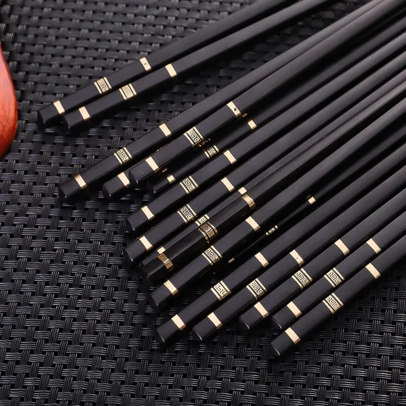 Description Picture 6 of itemMetal Chinese Chopstick Black Alloy Chopsticks Reusable Non-slip Sushi Food Chop Sticks Food Grade Kitchen Tools Tableware Sets
