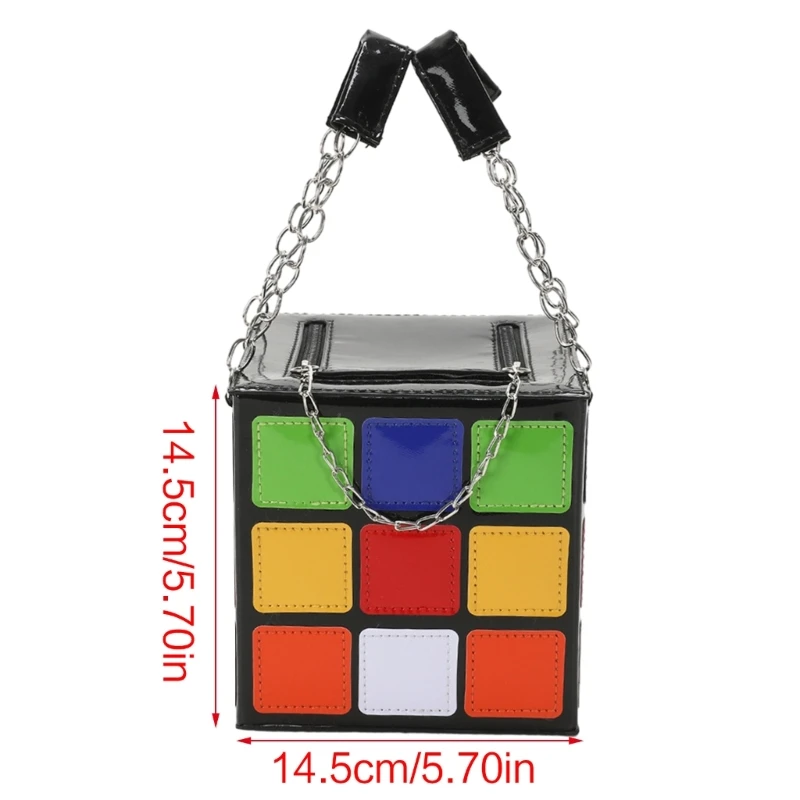 Square Box Shaped Clutch Bag, Colorful Cube Purse for Girl E74B