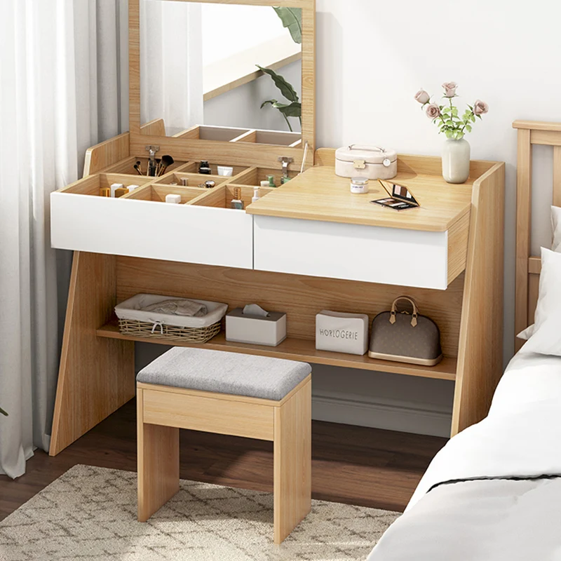 

Bedroom Wooden Girl Dressing Table Dressing Room Set Dressing Table with Mirror Jewelry Armoire Specchiera House Furniture XY50D