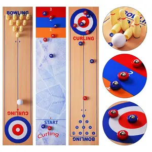  Shuffleboard Curling Bowling 3 in 1 Board Games Blue Orange 8  Rollers - Shuffleboard Pucks and Bowling Ball and Curling Games, Mini  Tabletop Game, Family Board Games Tabletop Family Fun