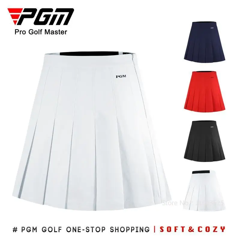 PGM Golf Women Skirt High Waist Pleated Skirt Solid Color A-lined Sports Skorts Ladies Slim Fold Training Culotte Golf Apparel