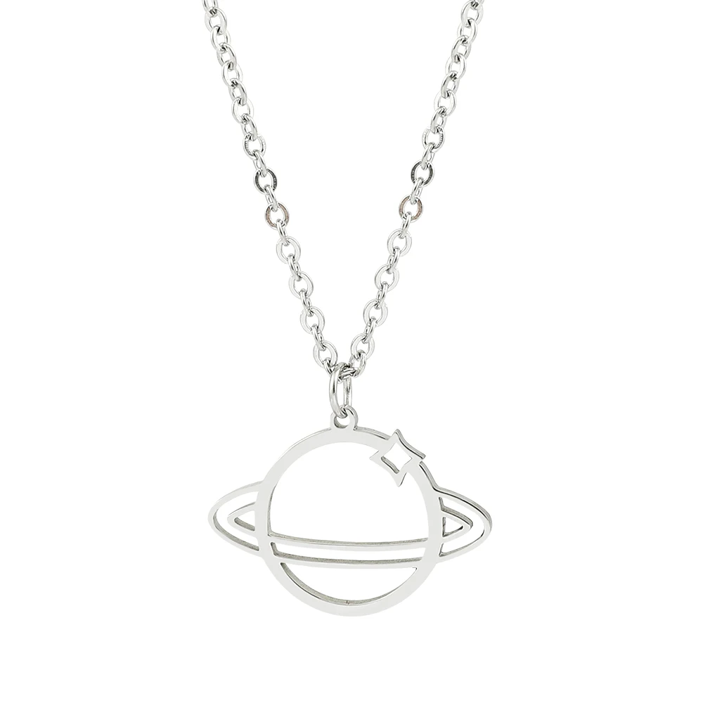 Hollow Saturn Pendant Necklace Women Necklaces Girls Sweater Chain