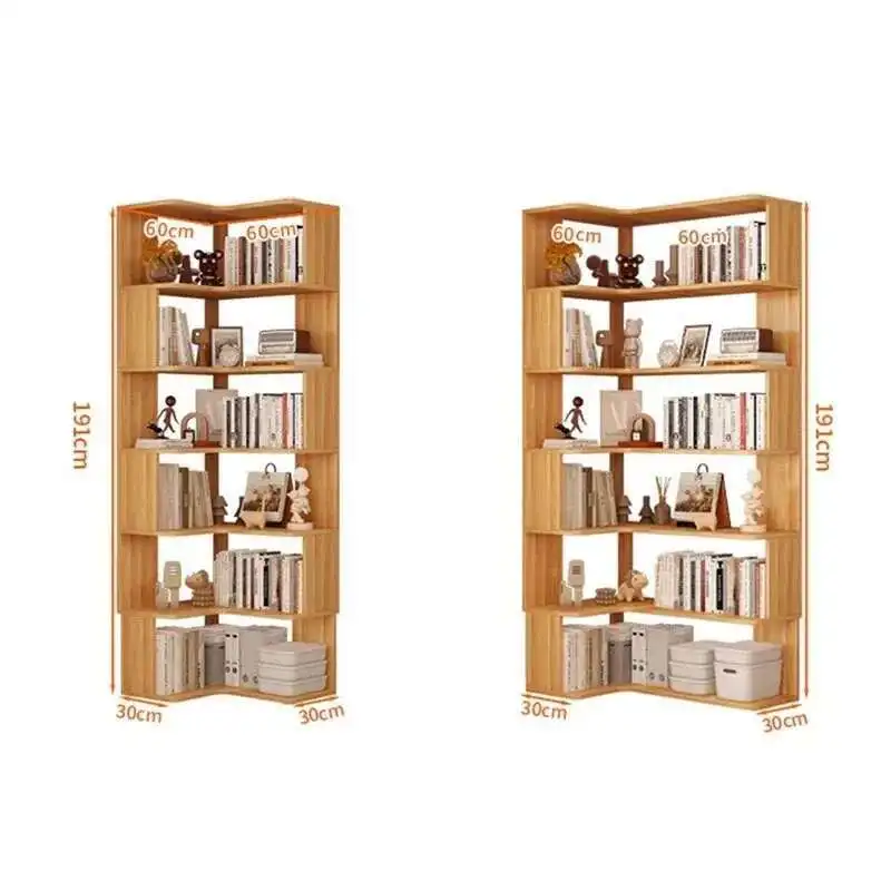 Modern Multi-layer Bookcases for Study Solid Wood Corner Storage Bookcase Household Bookshelf for Library