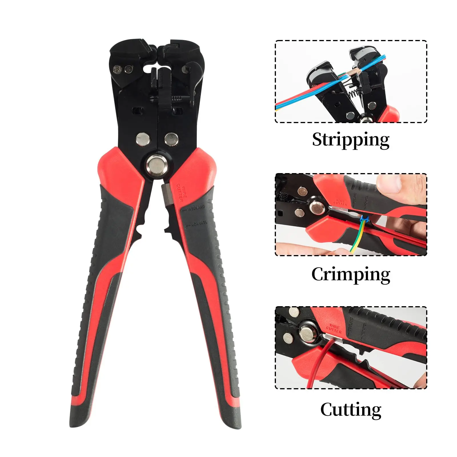 Self-adjusting Wire Stripper, 8-Inch Automatic Wire Stripper for 10-24 AWG Solid and Stranded Wire, 3 in 1 Function 6