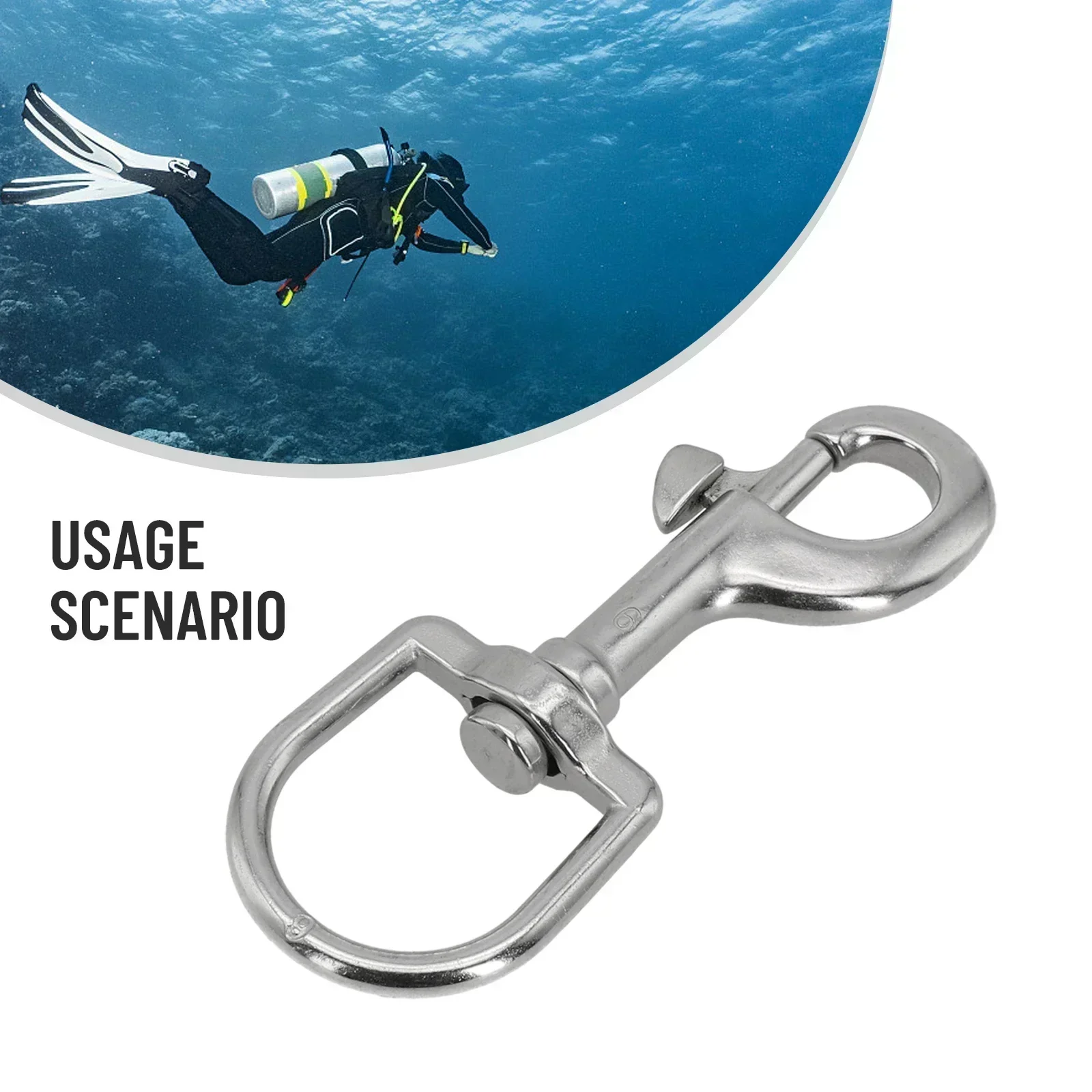 Moschettone con Moschettone a Molla in Acciaio Inossidabile 316 Ganci di Grado Marino per Carichi Pesanti per Attrezzatura Subacquea