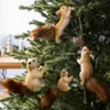 Cute Artificial Squirrel Pendant Christmas Tree Hangings Ornaments Simulated Squirrel Craft Xmas Garden Doll Pendant Decorations 1
