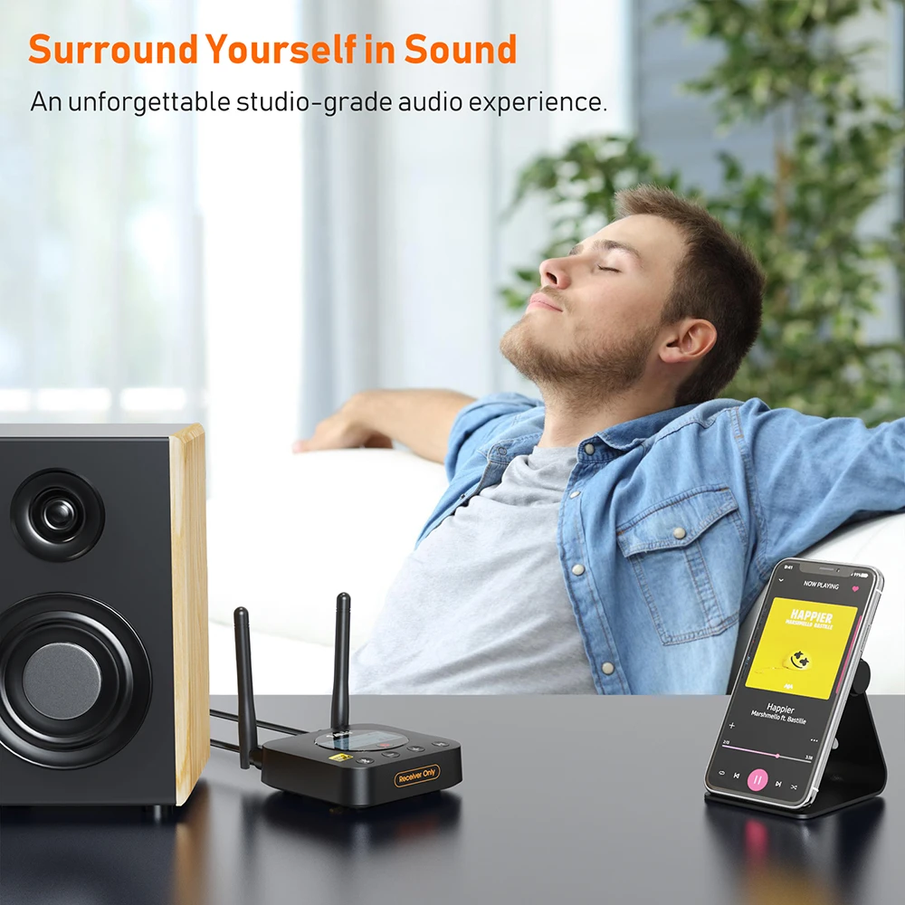 1Mii B06Pro+ Bluetooth 5.1 Receiver HiFi Audio aptX LL HD 3.5mm Aux LDAC Bluetooth Adapter for Home Stereo TV PC with LCD Screen, bluetooth adapter, bluetooth audio receiver, bluetooth transceiver adapter, bluetooth aux adaptor