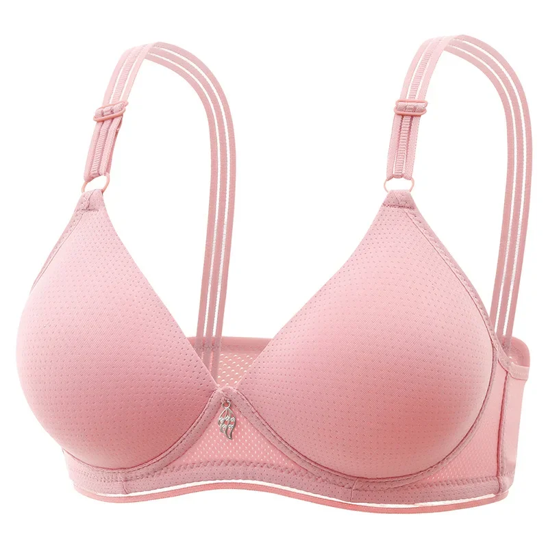 

No Steel Ring Large Size Breathable Thin Without Steel Ring Soft Adjustment Big Chest Small Middle-aged Underwear Woman
