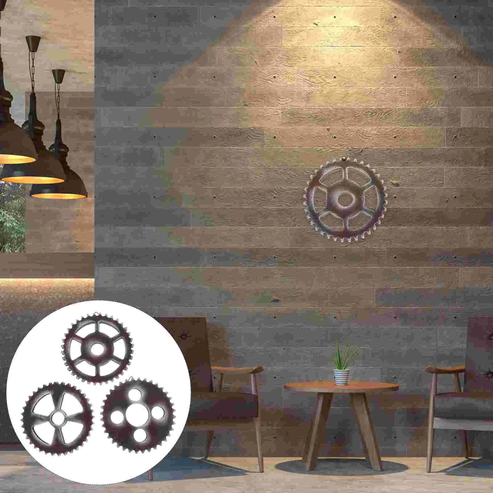 

Creative Wall Hanging Gear Decorations Wood Gear Wall Decors Gear Wall Art Decors Retro Gear Pendants for Living Room