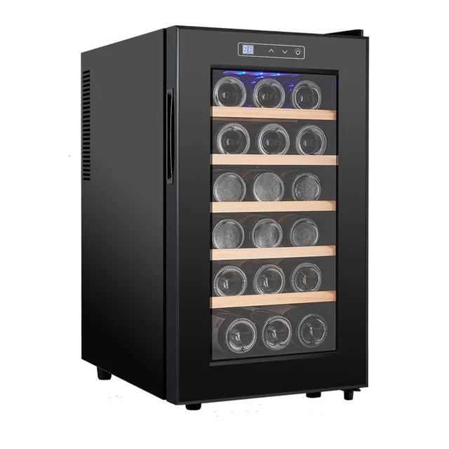 Réfrigérateur à vin de 18 bouteilles, réfrigérateur à vin autoportant silencieux pour la maison/bureau, 12 ℃ -18 ℃   Température réglable, porte en verre 1