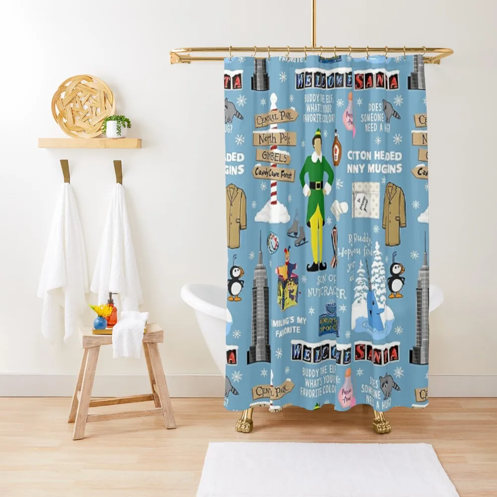 

Buddy the Elf collage Shower Curtain Shower Bathroom Waterproof Fabric Shower Waterproof Curtain