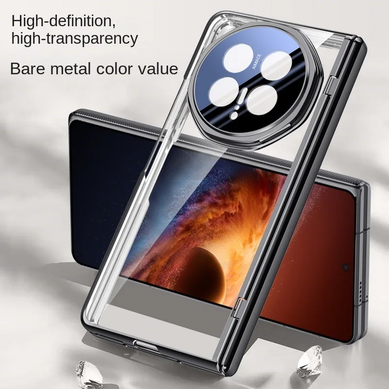 Clear Privacy Screen Tempered Glass Protector Case with All-Inclusive Spring Hinged Holder