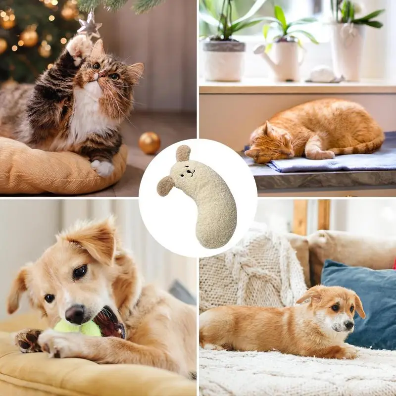 Jognee Kussen voor katten | Zacht pluizig huisdier rustgevend speelgoed | kattenkruid kussen, kattenkruid pluche dier | U-vormig kussen om te slapen, uit te rusten en te spelen (geel