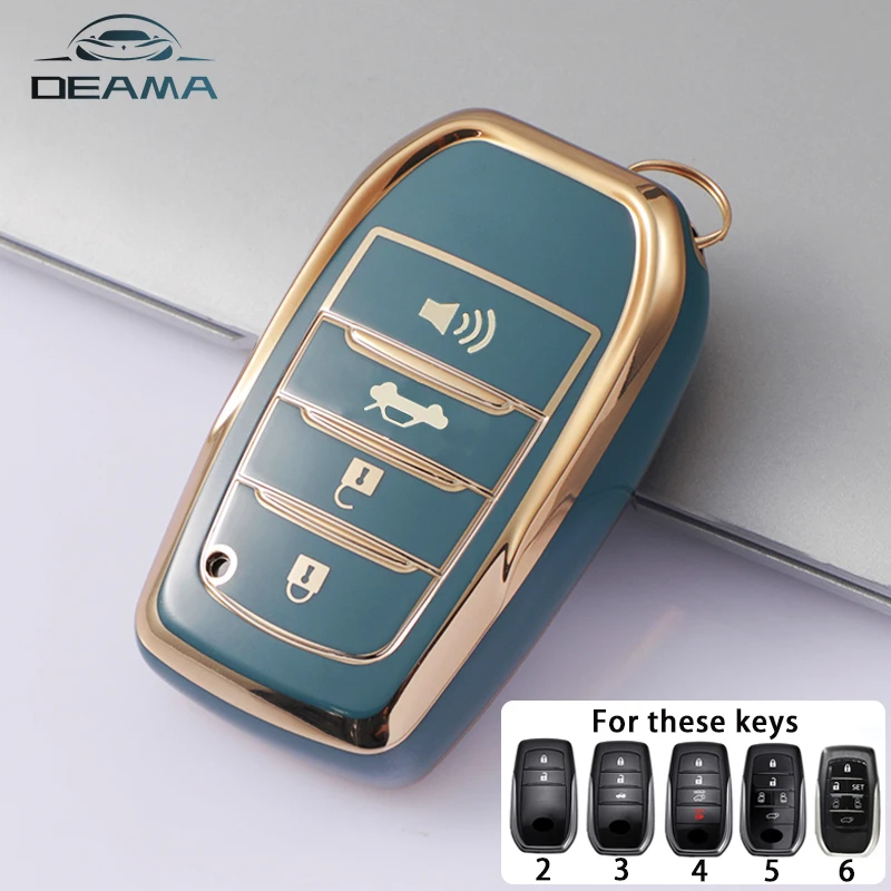 2 3 4 Pulsanti Tpu Car Key Case Cover Per Toyota Land Cruiser 200 300 Fortuner Camry Prado Crown Tlk 200 Yaris Cross Hilux Innova
