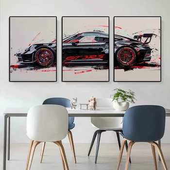 Popolare alla moda Super Sports Car GT3 RS Graffiti Wall Art, poster con stampa su tela HD, casa, soggiorno, decorazione della stanza 1