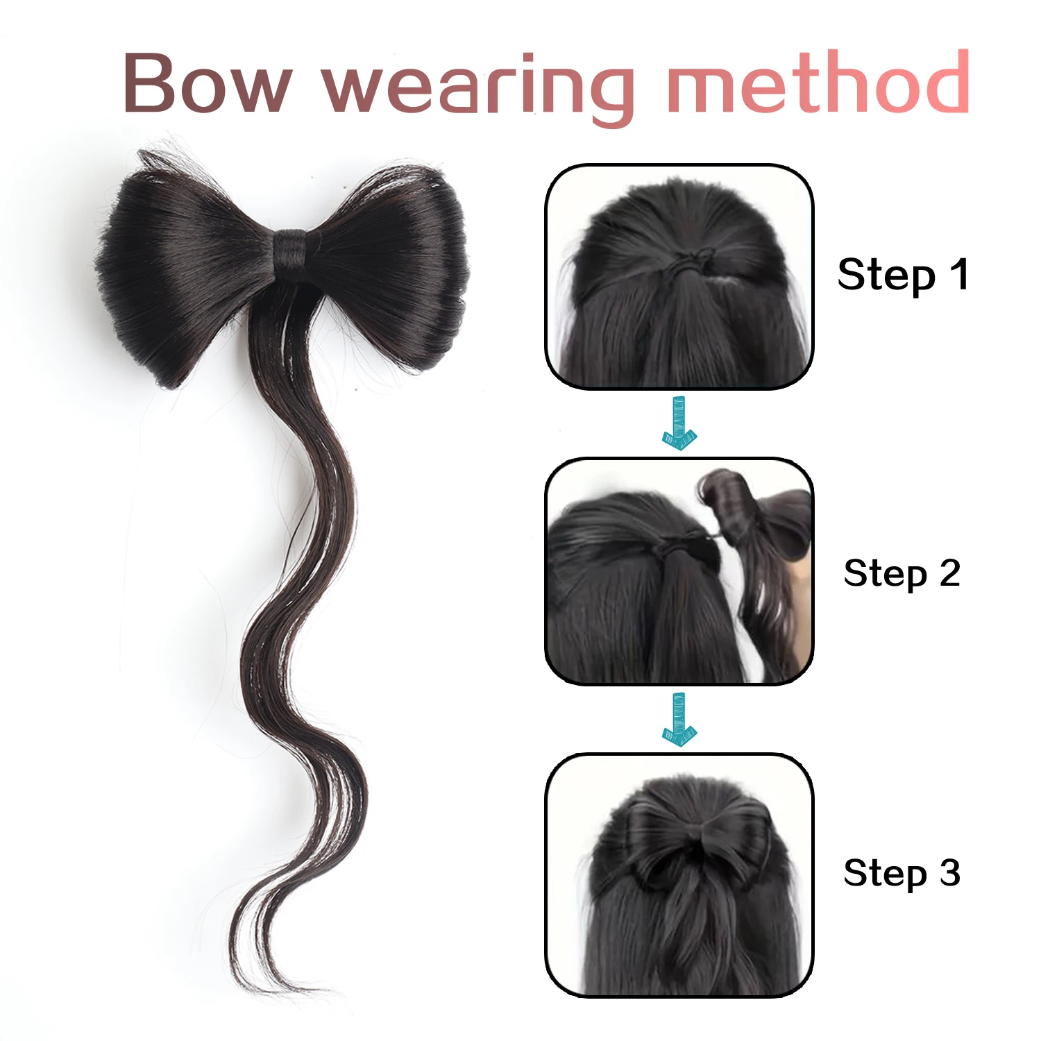 Bowknot Hair Bun 합성 블랙 브라운 블론드 클램프 클립 Bowknot 포니테일 헤어 익스텐션 우아하고 자연스러운 헤어 액세서리