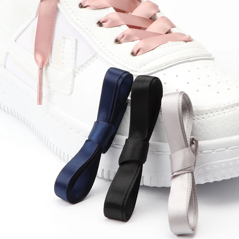Silk Ribbon Shoe Laces Satin Flat Shoelaces Women Sneakers Shoelace Boots Laces for Shoes Decoration Casual Shoestring 1Pair
