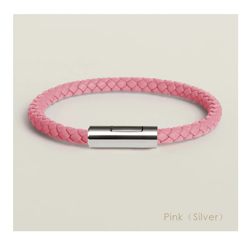 Klassisches Designer-Armband für Männer und Frauen, exquisites Armband, Edelstahl-Knopf-Lederarmband, handgewebt, weiblicher Schmuck, Geschenke, 15 Farben – Detail 15