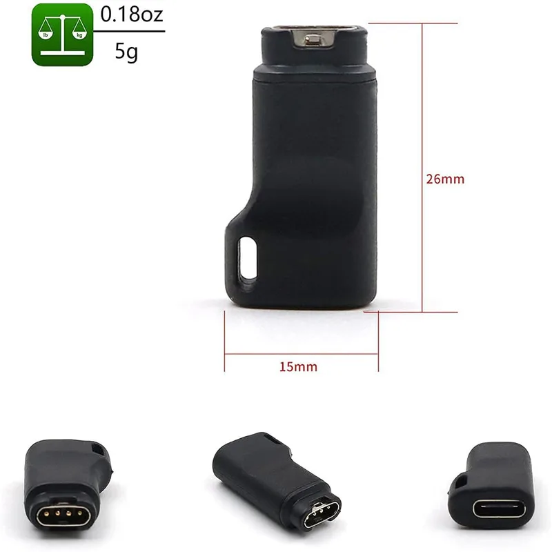 Convertidor de carga Micro USB tipo C, adaptador para Garmin Fenix 7/6/5X Instinct 2 Venu 2 plus Tactix EPIX Enduro Forerunner Vivomove