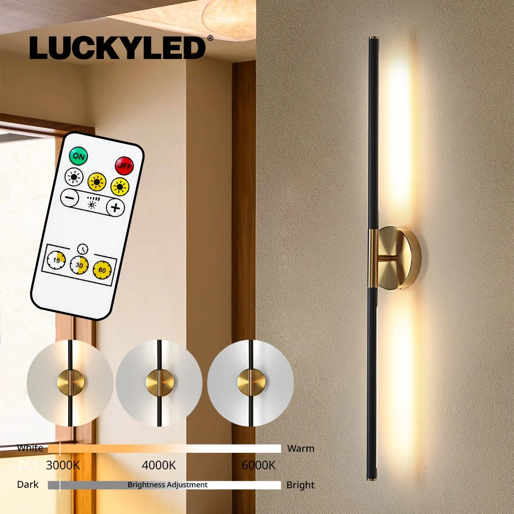 LUCKYLED Rechargeable 50/80cm Indoor Wall Lamp Gold Color Temperature Adjustable Light For Home Decoration