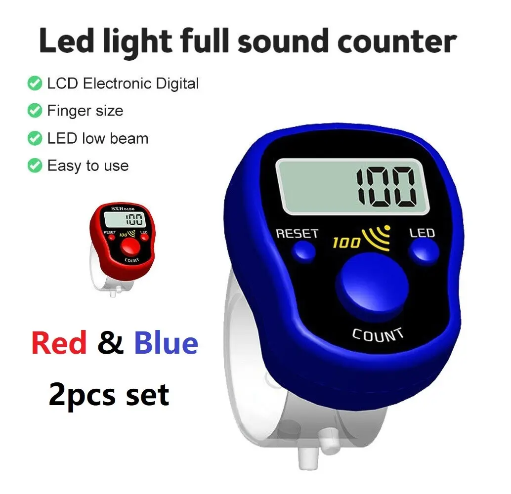 Hand Tally Counter Mini Stitch Marker And Row Finger Counter LCD Electronic Digital 2pcs Set