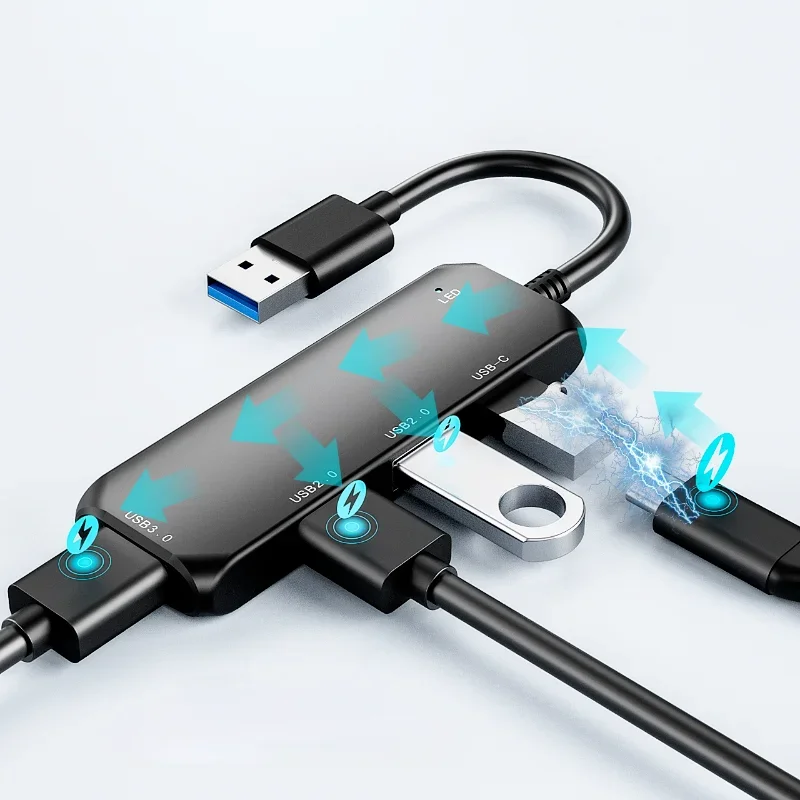 C타입 도킹 스테이션 허브 충전 허브, 허브 분배기 PD 충전, MAC 북 울트라북 컴퓨터 USB 케이블 분배기, 4 포트