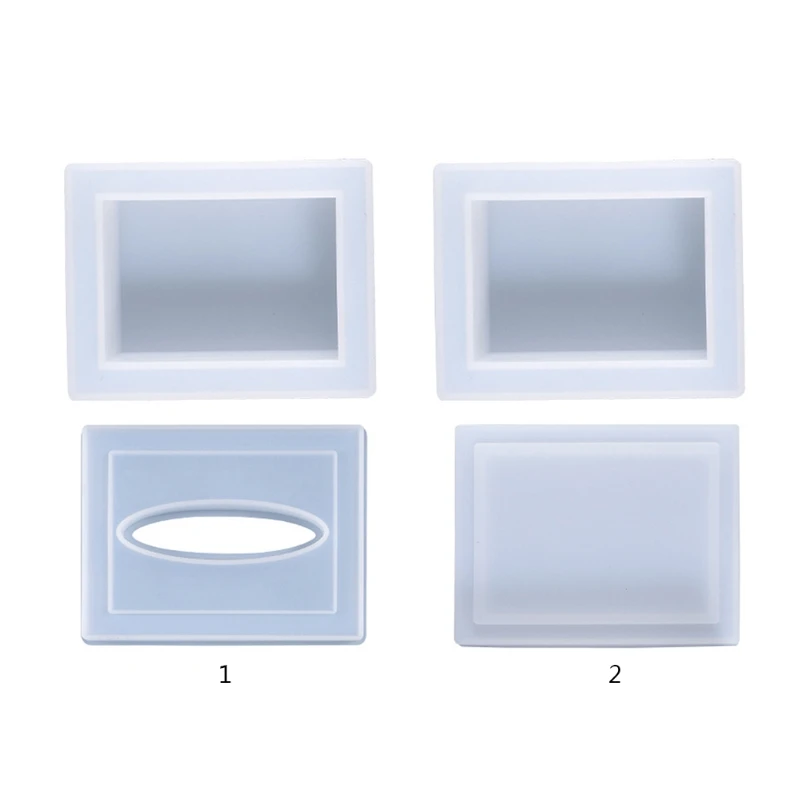 Y4QE Tissue Box Crystal Epoxy Resin Mold Jewelry Storage Napkin Holder Silicone Mould DIY Crafts Trinket Gift for Case Tool