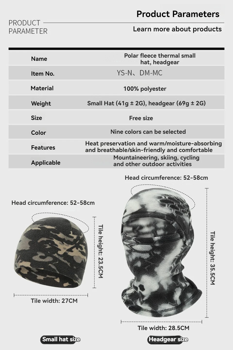GTUBIKE Winter Radfahren Männer Polar Fleece Wärmer Mützen Camouflage Volle Gesicht Maske Warme Ohr Helm Liner Sport Ski Balaclava Cap – Detail 3