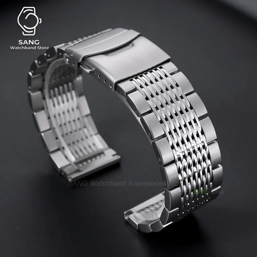 Universal Solid Stainless Steel Watch Band Strap with Folding Clasp