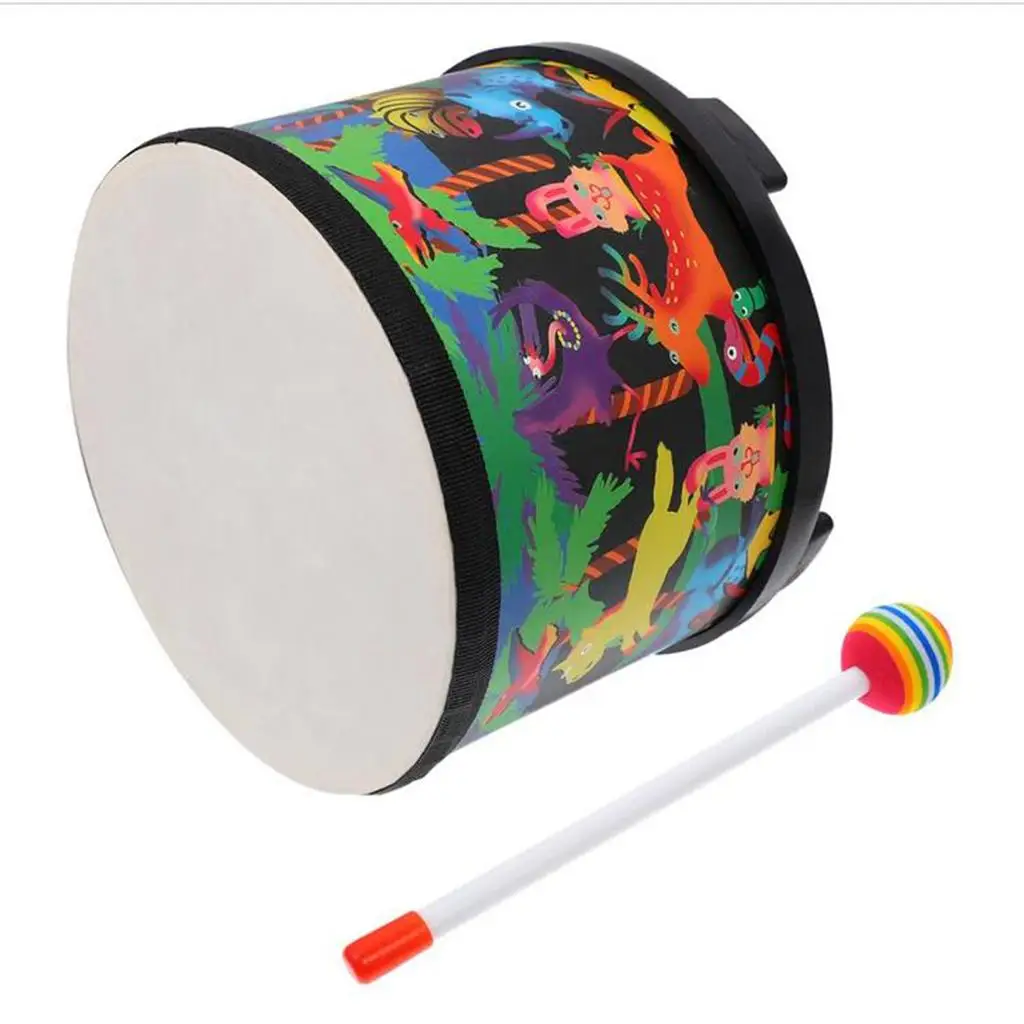 Wooden Floor Drum with 2 Drumsticks Ground Drum Toy for Kids Festival Gift