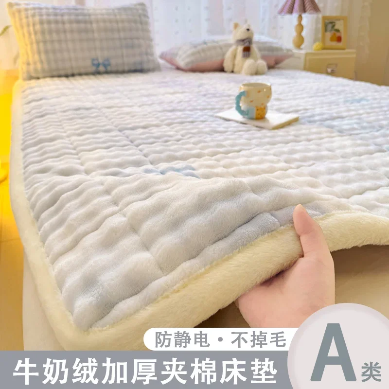 Winter Thicken Velvet Mattress Toppers Dormitory Single Double Bedspread Thin Fold Tatami Mat Non-slip Mattress Cover Bed Sheet