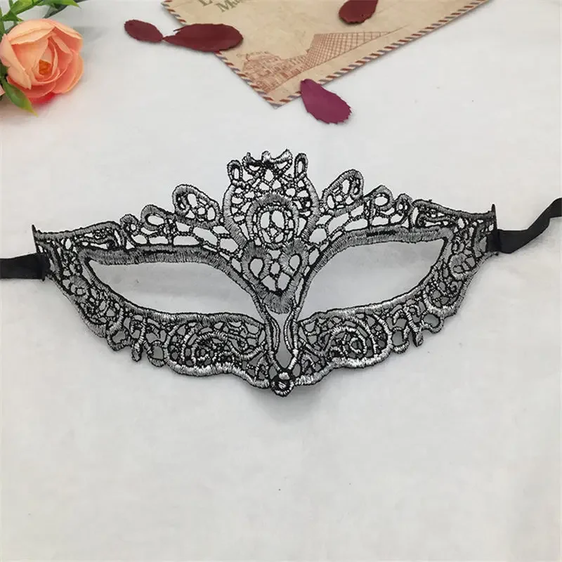 Ladies/Men's Sexy Lace Masquerade Mask For Carnival Halloween Christmas Half Face Ball Party Masks Cutout Eye Mask Silver Color halloween mask,party masks,masquerade mask,lace masquerade mask