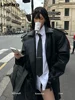 Lautaro Spring Autumn Extra Long Black Pu Leather Trench Coat for Women with Back High Slit Luxury Chic European Fashion 2024 3