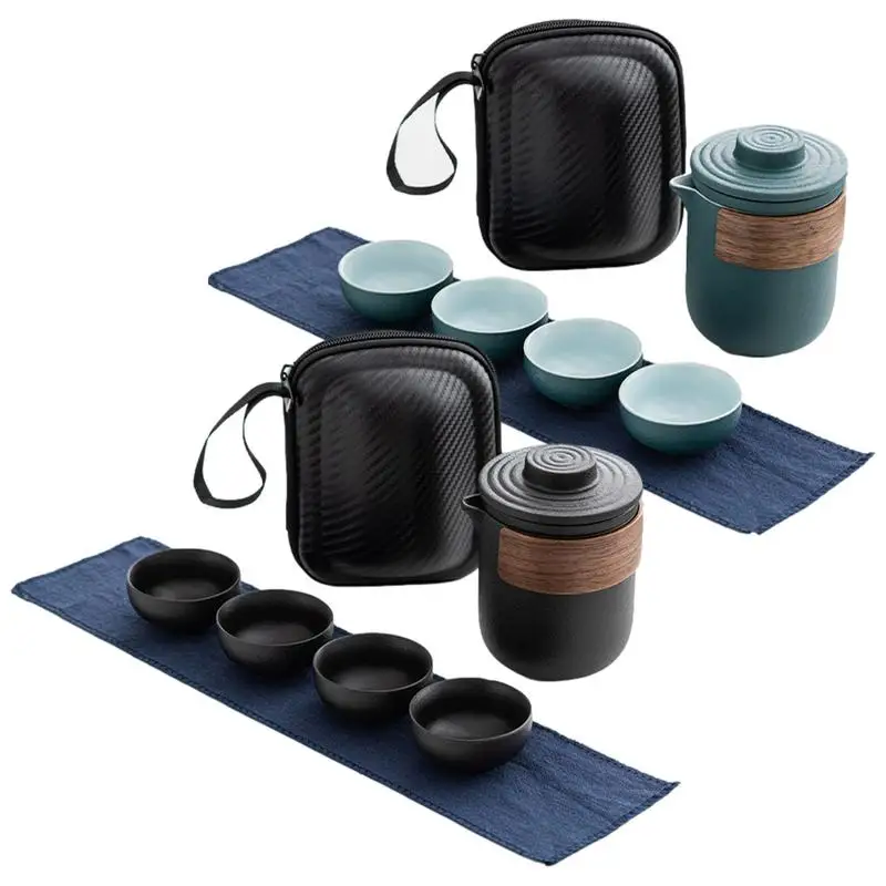 

Tea Ceremony Set Portable Ceramic Chinese Teapot Portable Minimalist Tea Service Set With Storage Bag Tea Pot Gongfu Tea Set