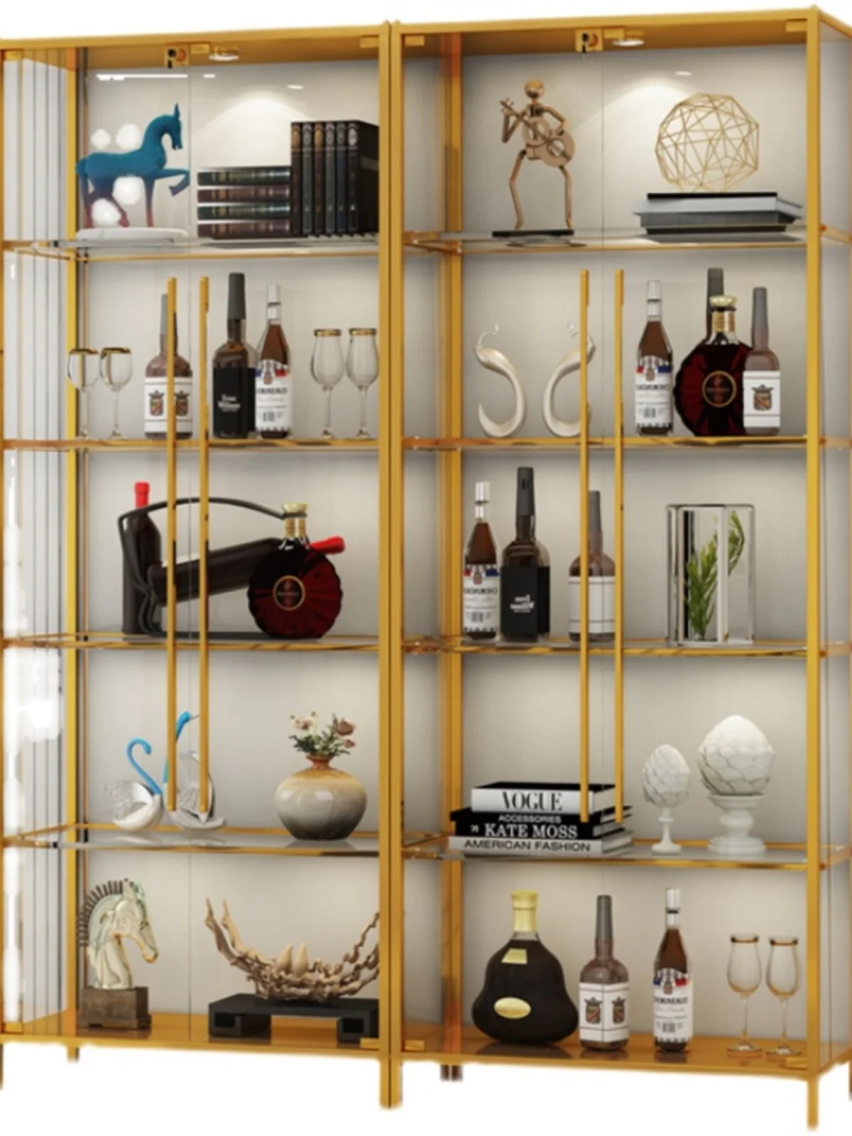 

Modern minimalist glass door with light figure Lego display case