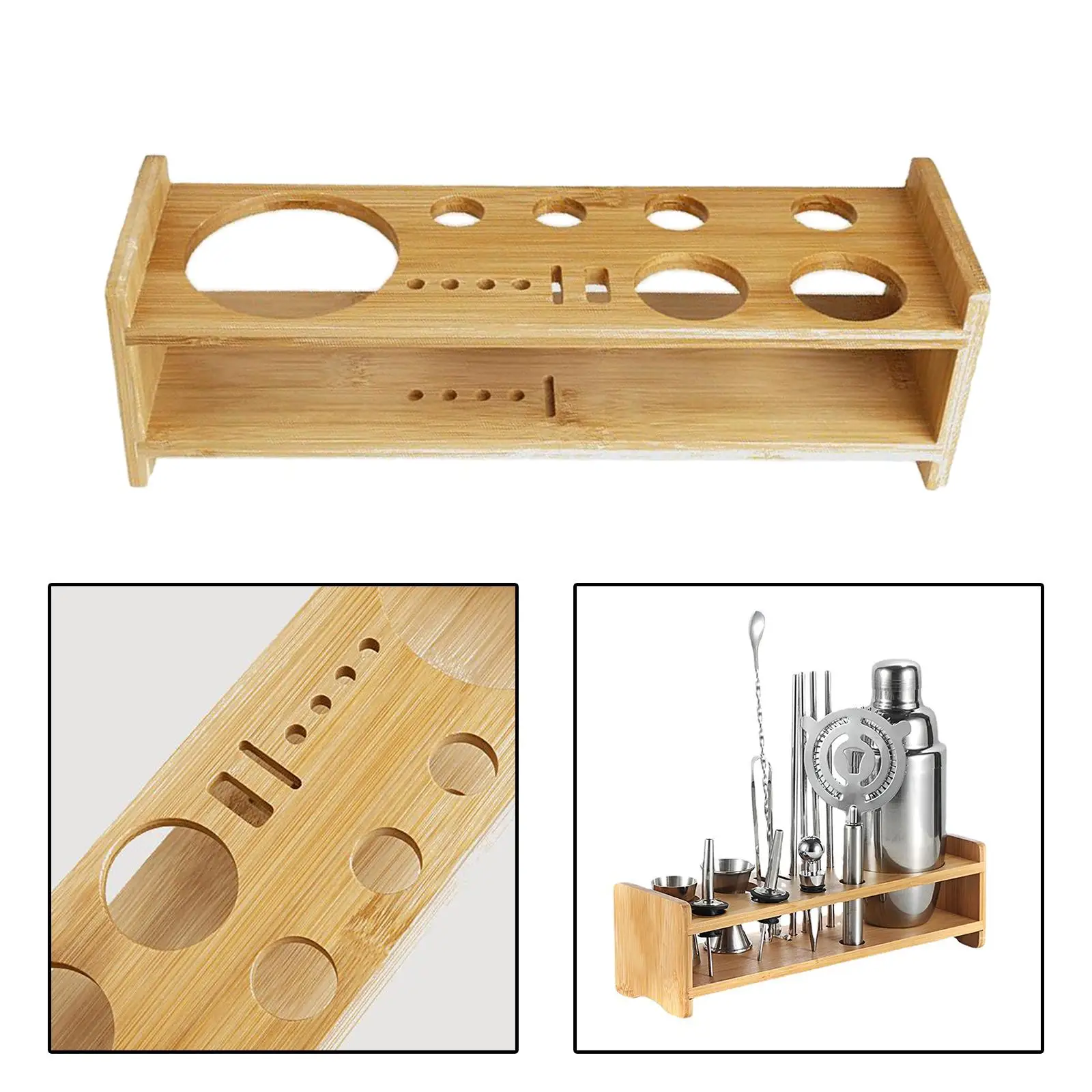 Cocktail Bartending Set Wooden Stand Desktop Practical Cocktail Shaker Rack
