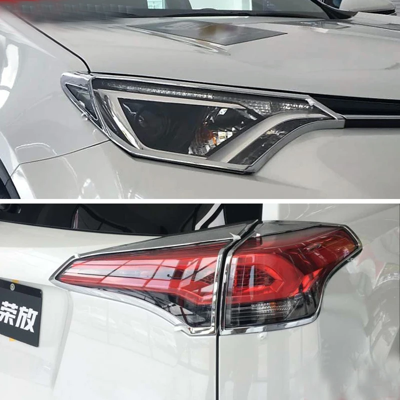 

For Toyota RAV4 2016 2017 2018 ABS Chrome Front Rear Trunk Headlight Tail Light Lamp Cover Trim Styling sticker