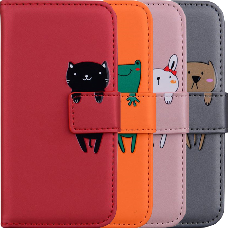 Lovely Animal Cover For Apple iphone 15 14 13 12 Mini 11 Pro XR X XS Max 6 6S 7 8 Plus SE Wallet Card Stand Phone Bags Case P22G